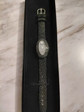 Black Crystal Strap Wristwatch Joan Rivers